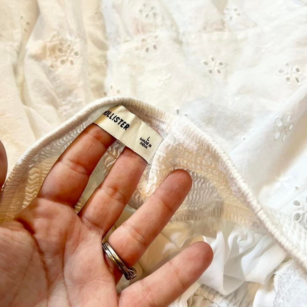 Hollister White Eyelet Coquette Twee Prairie Babydoll Open Tie‎ Back Dress - Picture 7 of 7